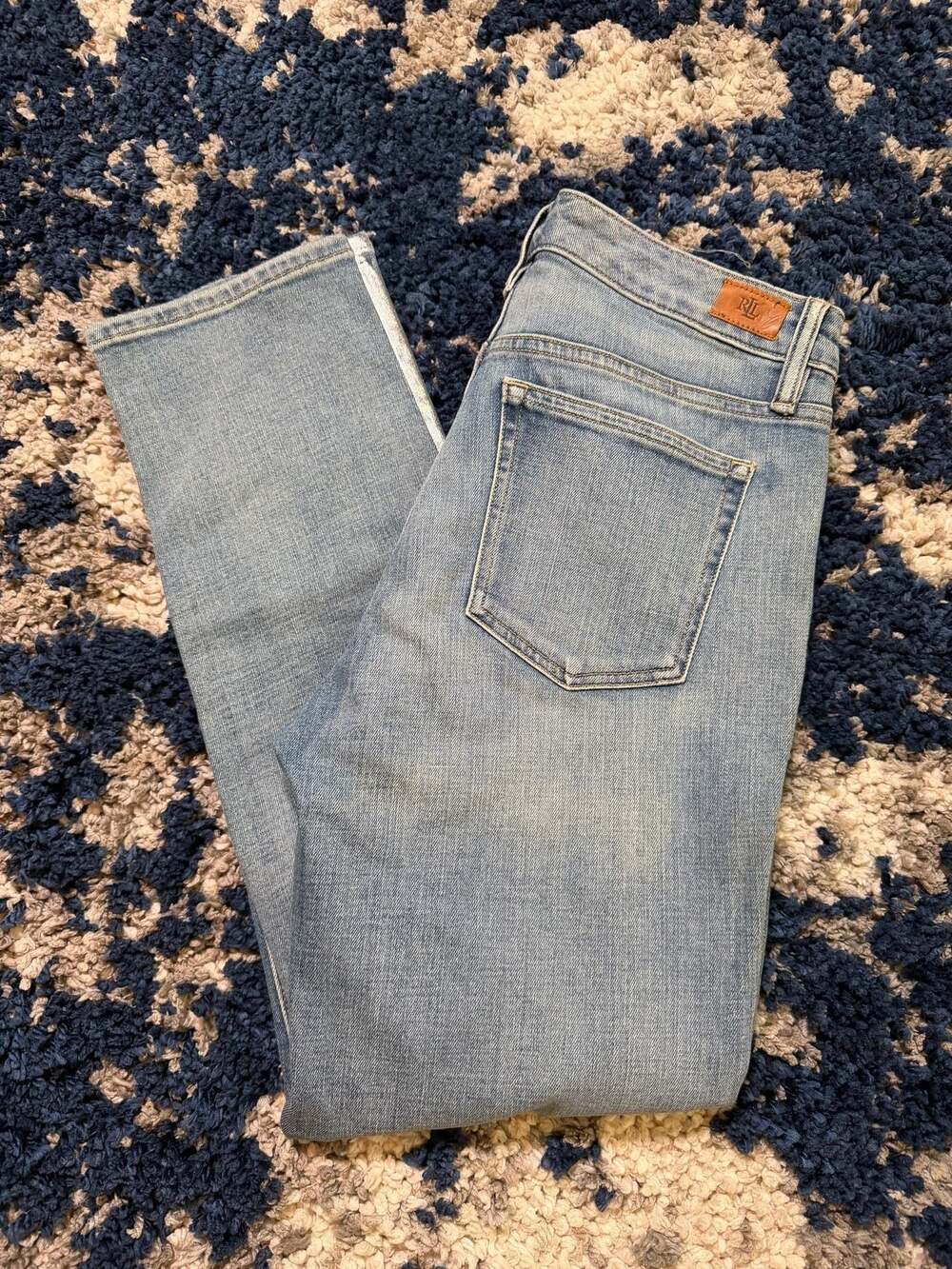 Lauren Ralph Lauren Women's Light Wash Skinny Jeans Metallic Side Stripe Size 6 - Picture 1 of 5